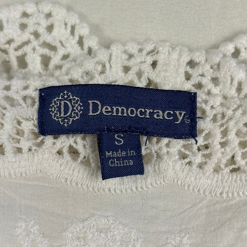 Democracy Embroidered Lace Top Women's S White Fairy Festival Boho - Picture 8 of 14